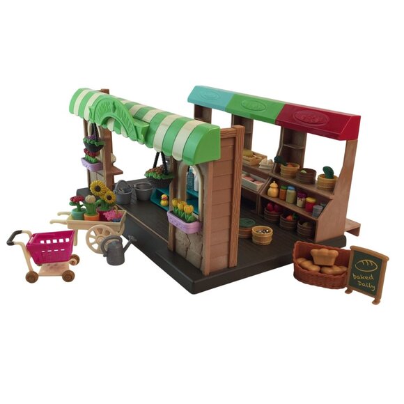 Lil Woodzeez Hoppin Farmers Market Playset w/78 Accessories Grocery Store Toy - Picture 1 of 16